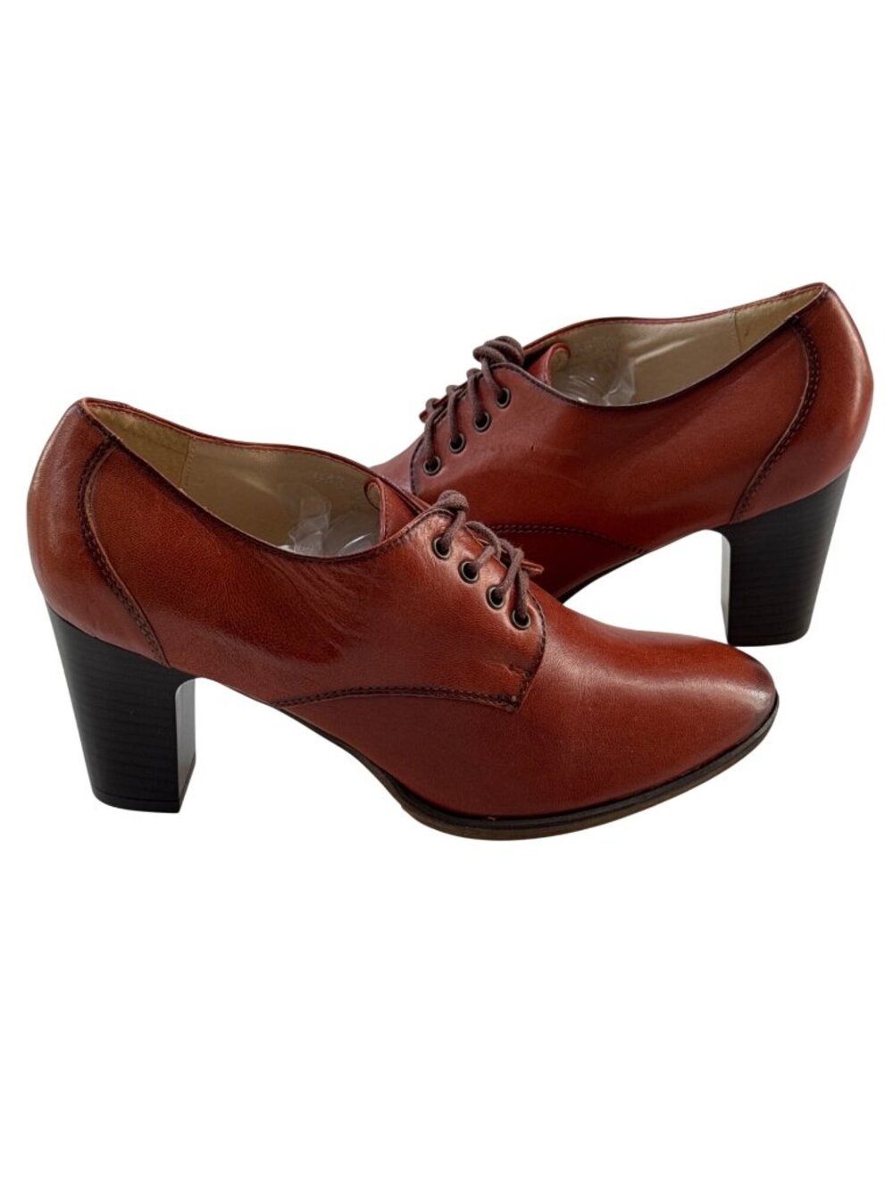 SHOE EMBASSY Women's Brown Leather Lace-Up Heeled Oxford Shoes Size 7.5 / 38 - Picture 11 of 12
